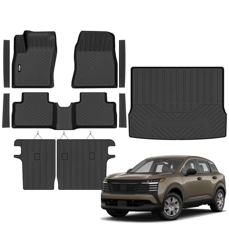 Floor Mats for 2025 2026 Nissan Kicks SSV for Trunk Mat with Backrest Mat All Weather Mat TPE Rubber Floor Liner Set Cargo Liner for 2025 2026 Nissan Kicks Accessories